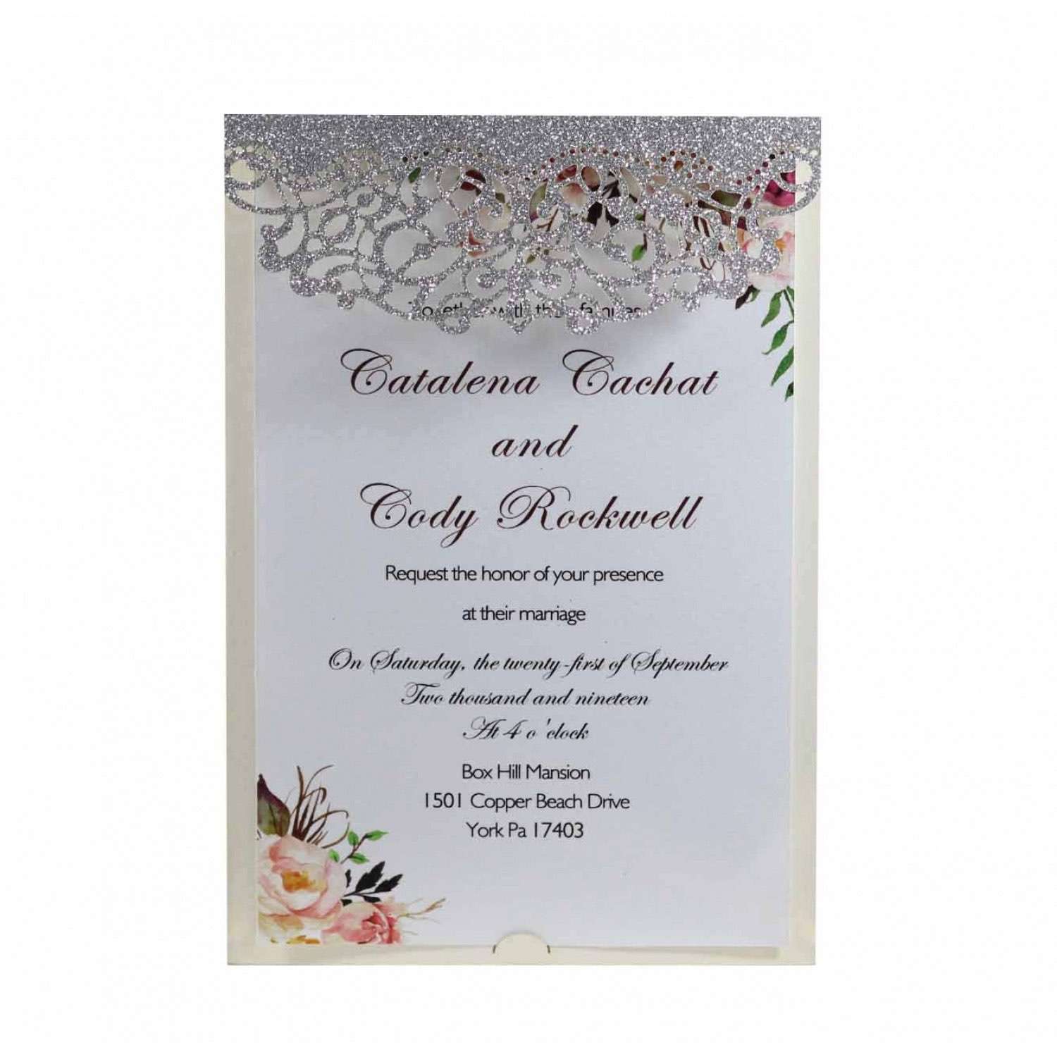 2020 Wedding Invitation Card Laser Cut Paper Glitter Invitation